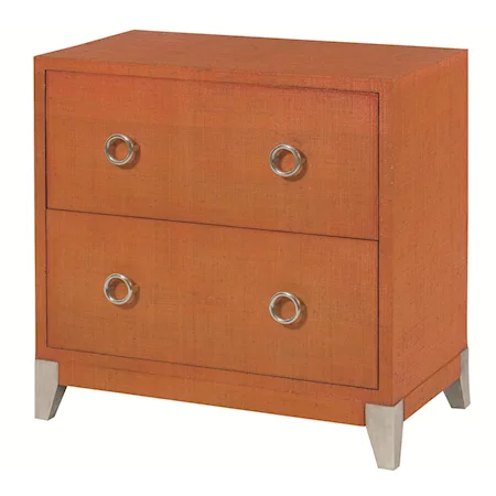 Orange Accent Chest with 2 Drawers and Aluminum Legs